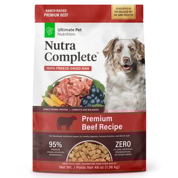 Ultimate Pet Nutrition Nutra Complete Freeze Dried Raw Beef Dog Food 48 oz Bag-product-tile