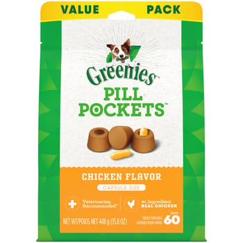 Greenies Pill Pockets Capsule Size Natural Chicken Flavored Dog Treats 60 ct-product-tile