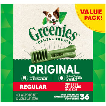 Greenies Original Regular Natural Dental Dog Treats - 36 oz. Pack (36 Treats)-product-tile