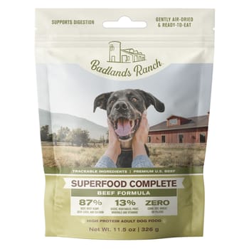 Badlands Ranch Superfood Complete Beef Formula Air Dried Dog Food 11.5 oz Bag-product-tile