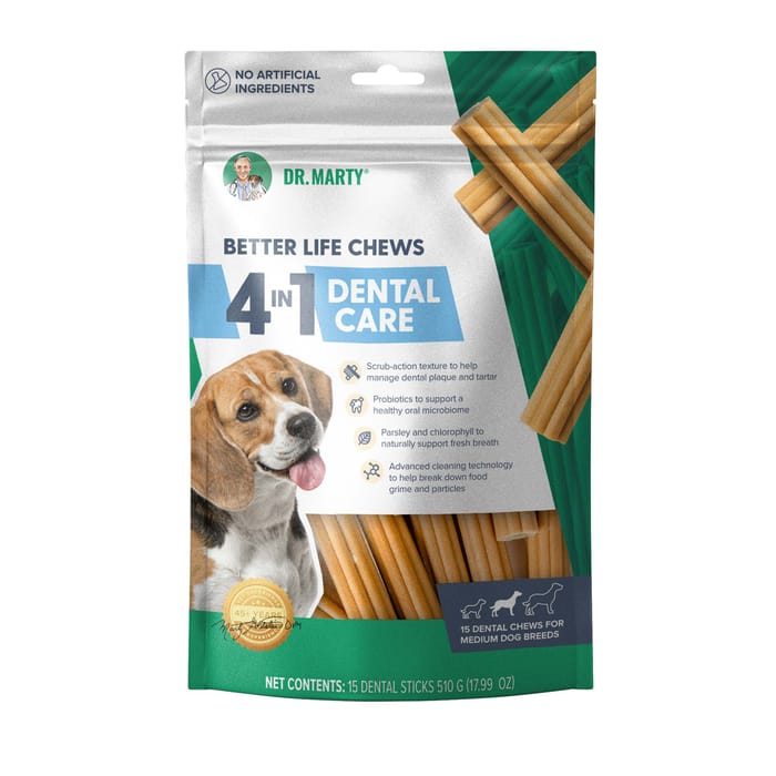 Dr. Marty Better Life 4-in-1 Dental Care Dental Chew Sticks for Medium Dogs - Medium (24-59 lbs) product detail number 1.0