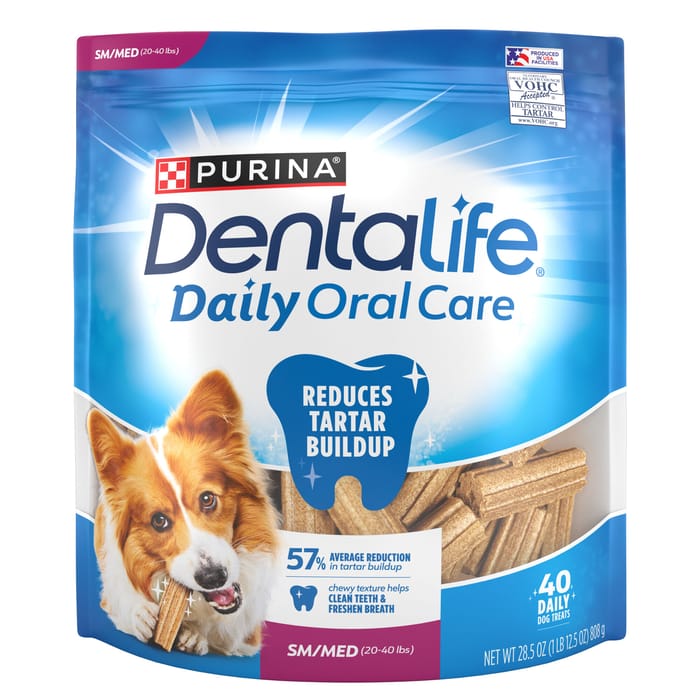 Purina Dentalife Daily Oral Care Small/Medium Breed Dog Dental Chews - 28.5 oz Pouch - 40 count product detail number 1.0
