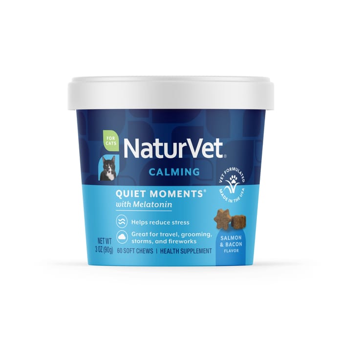 NaturVet Quiet Moments Calming Aid Plus Melatonin Supplement Soft Chews for Cats - 60 ct Soft Chews product detail number 1.0