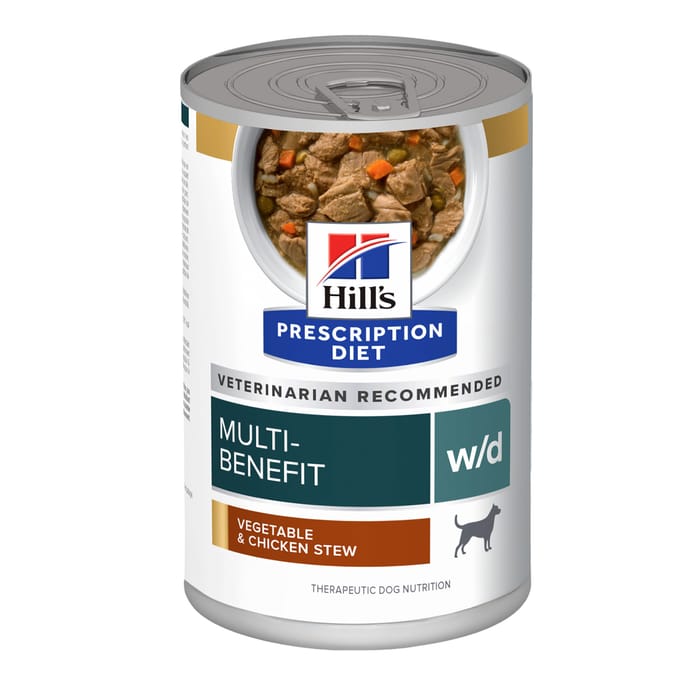 Hill's Prescription Diet w/d Multi-Benefit Digestive + Weight + Glucose + Urinary Management Vegetable & Chicken Stew Wet Dog Food - 12.5 oz Cans - Case of 12 product detail number 1.0