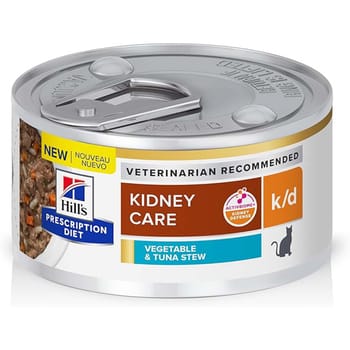 Hill's Prescription Diet k/d Kidney Care Vegetable, Tuna & Rice Stew Wet Cat Food - 2.9 oz Cans - Case of 24 -product-tile