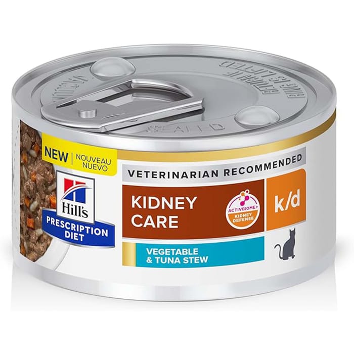 Hill's Prescription Diet k/d Kidney Care Vegetable, Tuna & Rice Stew Wet Cat Food - 2.9 oz Cans - Case of 24  product detail number 1.0