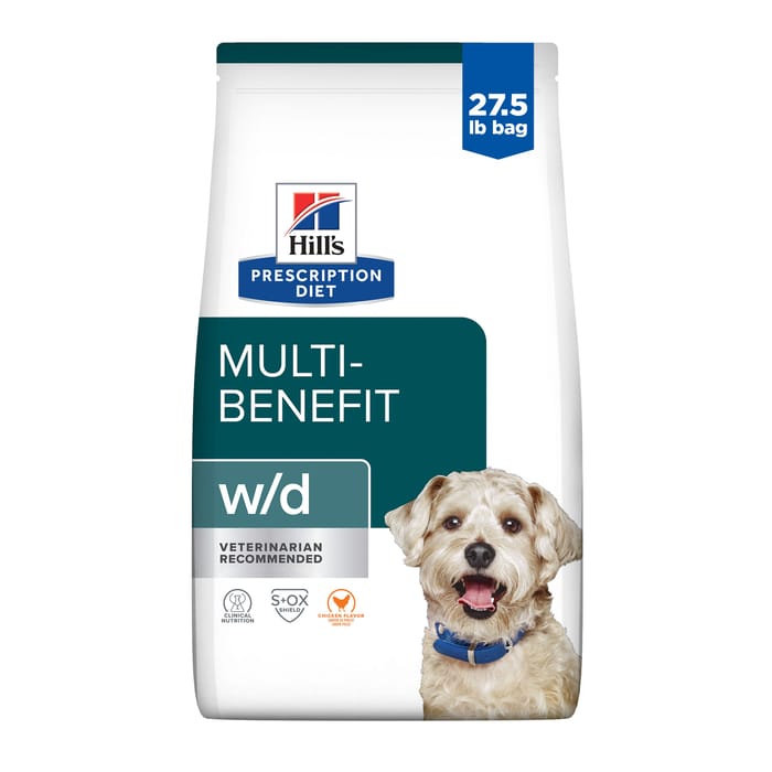 Hill's Prescription Diet w/d Multi-Benefit Digestive + Weight + Glucose + Urinary Management Chicken Flavor Dry Dog Food - 27.5 lb Bag product detail number 1.0