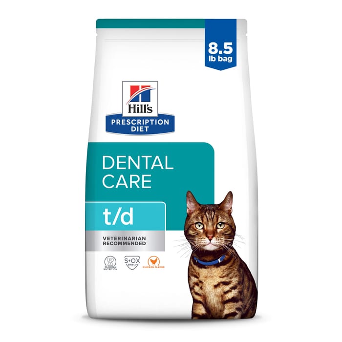 Hill's Prescription Diet t/d Dental Care Chicken Flavor Dry Cat Food - 8.5 lb Bag product detail number 1.0
