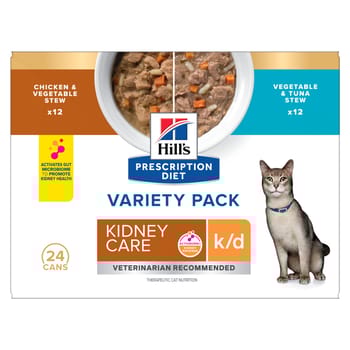 Hill's Prescription Diet k/d Kidney Care Chicken and Vegetable Stew Variety Pack Wet Cat Food - 2.9 oz Cans - Case of 24-product-tile