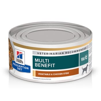 Hill's Prescription Diet w/d Multi-Benefit Digestive + Weight + Glucose + Urinary Management Vegetable & Chicken Stew Wet Dog Food - 5.5 oz Cans - Case of 24-product-tile