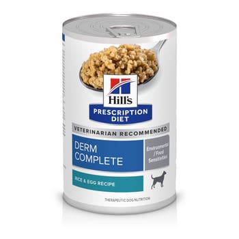 Hill's Prescription Diet Derm Complete Environmental/Food Sensitivities Rice & Egg Recipe Wet Dog Food - 13 oz Cans - Case of 12-product-tile