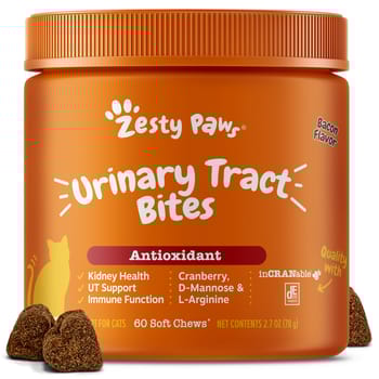 Zesty Paws Urinary Tract Bites Soft Chew Antioxidant Supplement for Cats - Bacon - 60 count-product-tile