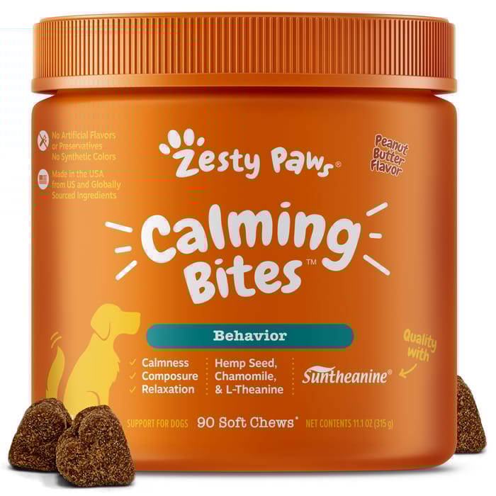 Zesty Paws Calming Bites™ Peanut Butter Flavored Soft Chew Behavior Supplement for Dogs - 90 count product detail number 1.0