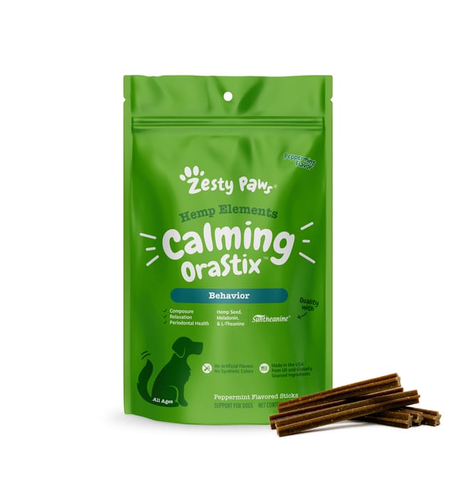 Zesty Paws Hemp Elements Calming OraStix Peppermint Dental Chew Supplement for Dogs - 12 oz Bag product detail number 1.0