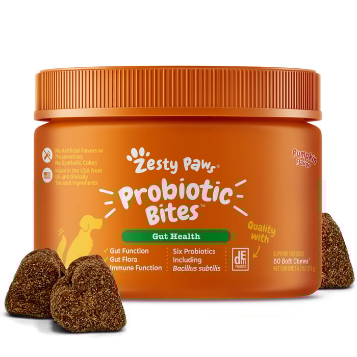 Zesty Paws Probiotic Bites Soft Chew Digestive Supplement for Dogs - Pumpkin - 50 count product detail number 1.0