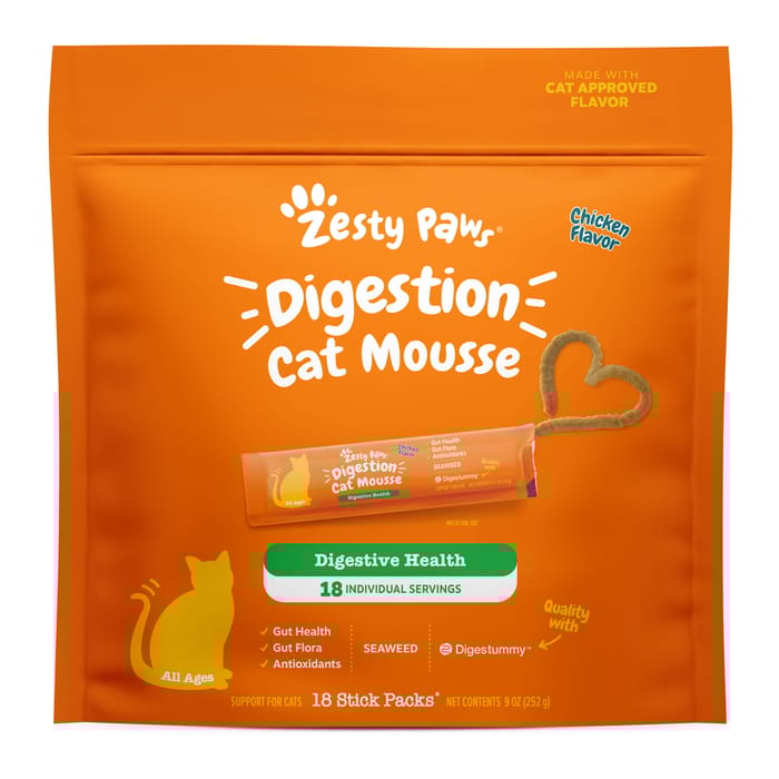 Zesty Paws Digestion Lickable Cat Mousse Squeeze Digestive Health Supplement for Cats - 18 Individual Servings product detail number 1.0