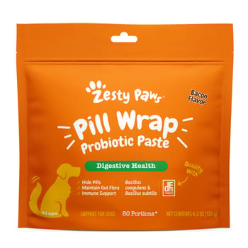 Zesty Paws Pill Wrap Probiotic Paste Bacon Flavored Digestive Supplement for Dogs - 4.2 oz Pouch-product-tile
