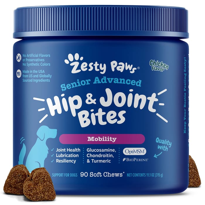 Zesty Paws Senior Advanced Mobility Bites™ Chicken Flavored Soft Chew Hip & Joint Supplement for Dogs - 90 count product detail number 1.0