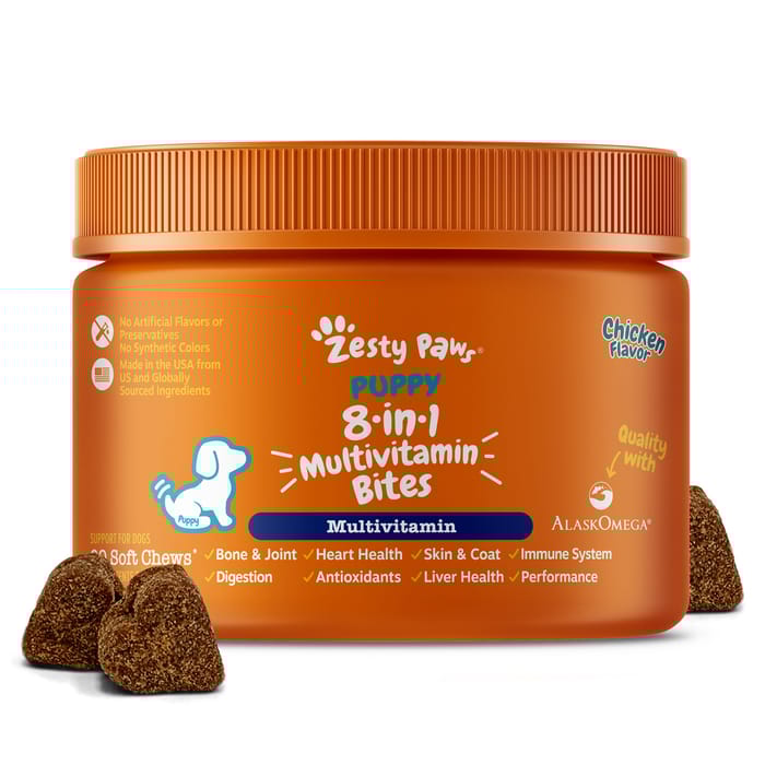 Zesty Paws Puppy Multivitamin 8-in-1 Chicken Flavor Soft Chew Supplement for Dogs - 90 count product detail number 1.0