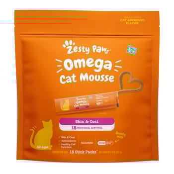 Zesty Paws Omega Lickable Cat Mousse Squeeze Tuna Flavored Skin & Coat Supplement for Cats - 18 Individual Servings-product-tile
