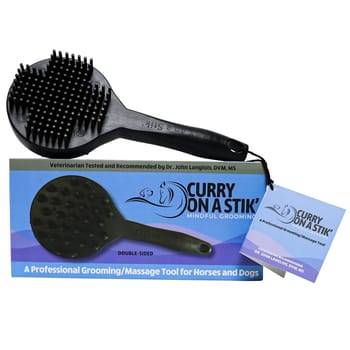 Curry on a Stik Therapeutic Curry Comb for Horses, Dogs, and Cats - Double-Sided Grooming Brush-product-tile