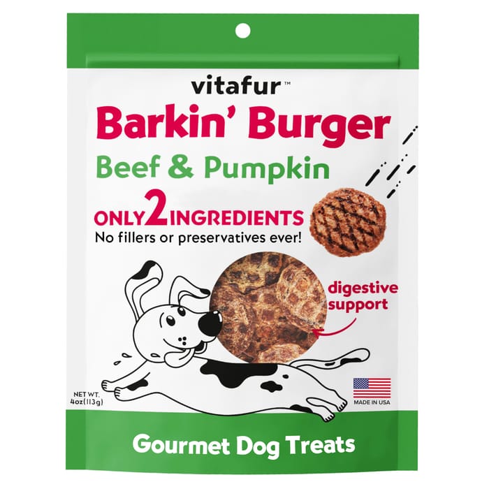 Vitafur Barkin Burger Dog Treats - Beef & Pumpkin (4 oz Bag) product detail number 1.0