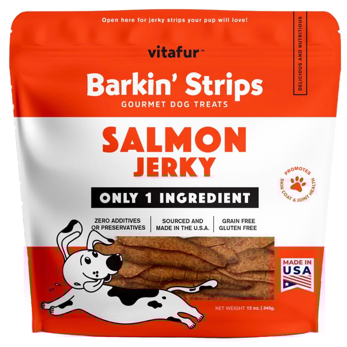 Vitafur Dehydrated Jerky Dog Treats - Salmon Jerky (12 oz Bag) product detail number 1.0