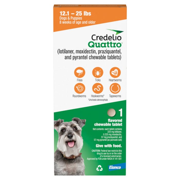 Credelio Quattro Chewable Tablet for Dogs 12.1-25lbs - 1 pack product detail number 1.0