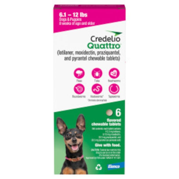 Credelio Quattro Chewable Tablet for Dogs 6.1-12lbs - 6 pack product detail number 1.0