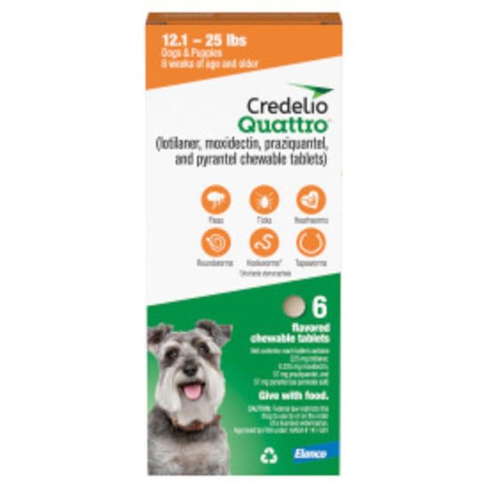 Credelio Quattro Chewable Tablet for Dogs 12.1-25lbs - 6 pack product detail number 1.0