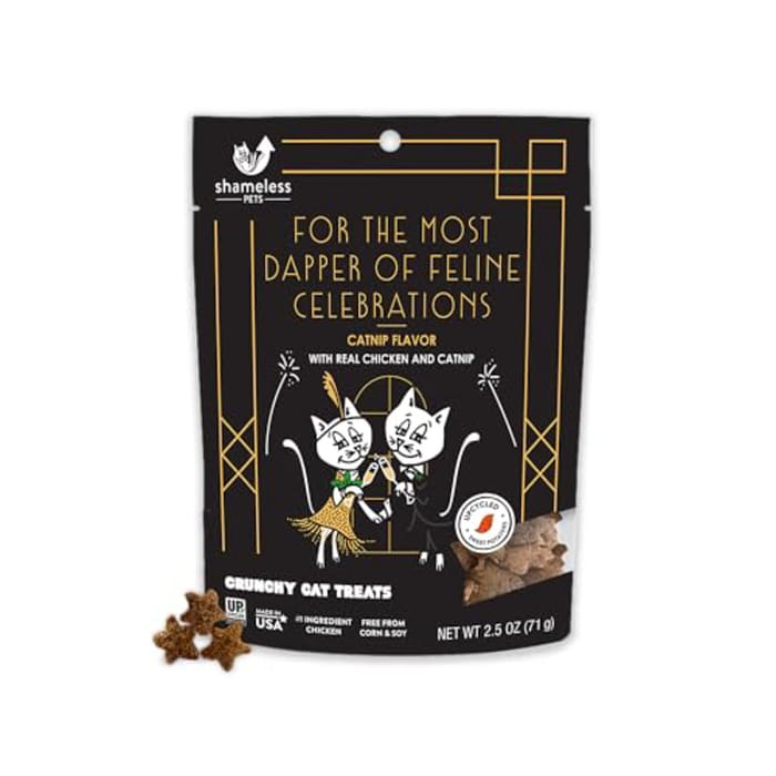 Shameless Pets Celebration, For the Most Dapper of Feline Celebrations Crunchy Cat Treats - Chicken & Catnip Flavor (2.5 oz Bag) product detail number 1.0