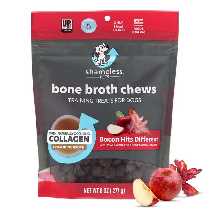 Shameless Pets Bacon Hits Different Bone Broth Training Treats for Dogs - Bacon, Pork, Bone Broth, & Apple Flavor (8 oz Bag) product detail number 1.0