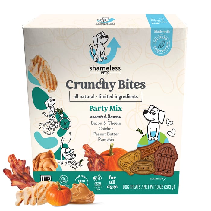 Shameless Pets Party Mix Crunchy Bites Dog Treats Variety Pack - Assorted Flavors  (10 oz Box) product detail number 1.0