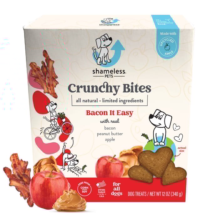 Shameless Pets Bacon it Easy Crunchy Bites Dog Treats - Bacon, Peanut Butter, & Apple Flavor (12 oz Box) product detail number 1.0