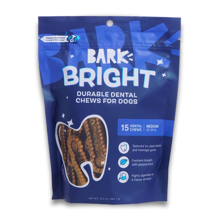BARK Bright Durable Dental Chew Sticks for Dogs - Medium Chews (15 Count) product detail number 1.0