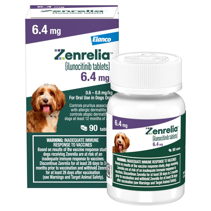 Zenrelia (Ilunocitinib Tablets) Once Daily Prescription Itch Relief for Dogs - 6.4 mg (90 Count) product detail number 1.0