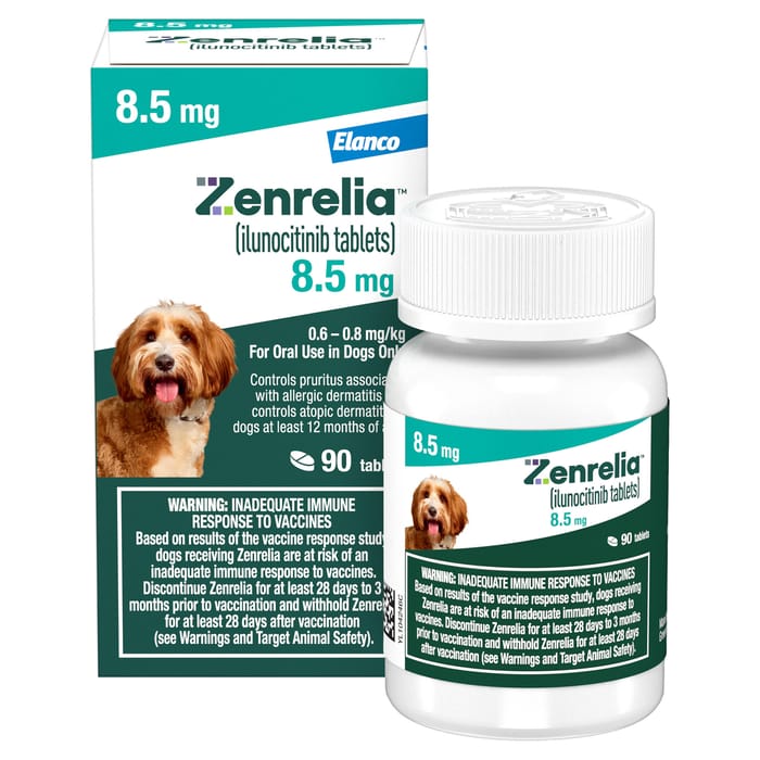 Zenrelia (Ilunocitinib Tablets) Once Daily Prescription Itch Relief for Dogs - 8.5 mg (90 Count) product detail number 1.0