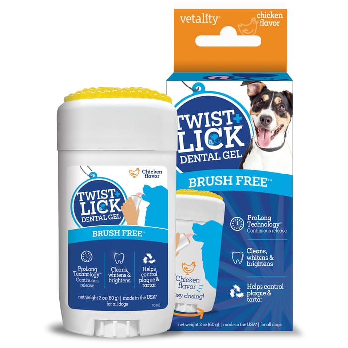 Vetality Brush Free Twist and Lick Dental Gel for Dogs - Chicken Flavor - 2 oz product detail number 1.0