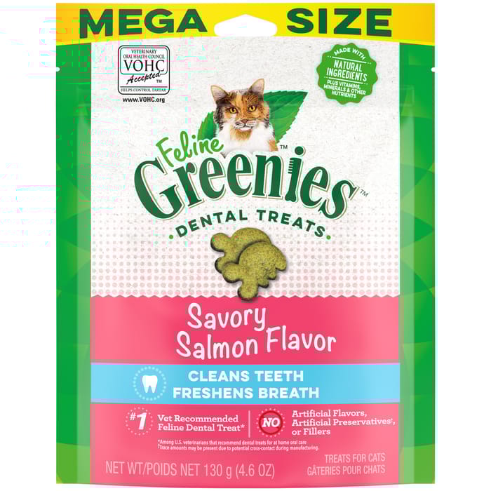 Greenies Adult Dental Cat Treats Savory Salmon Flavor - 4.6 oz Pouch product detail number 1.0