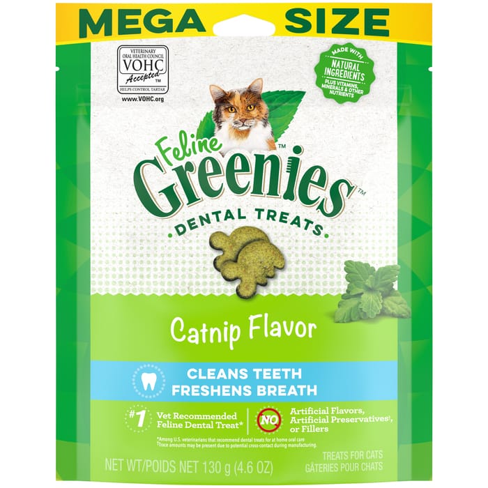 Greenies Adult Dental Cat Treats Catnip Flavor - 4.6 oz Pouch product detail number 1.0