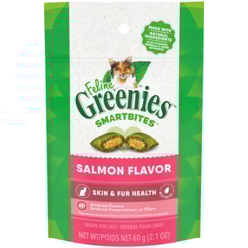 Greenies Smartbites Skin & Fur Crunchy & Soft Natural Salmon Flavored Cat Treats - 2.1 oz Pack-product-tile