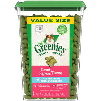 Greenies Adult Dental Cat Treats Savory Salmon Flavor - 9.75 oz Tub-product-tile