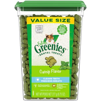 Greenies Adult Dental Cat Treats Catnip Flavor Treats - 9.75 oz Tub-product-tile