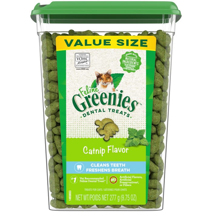 Greenies Adult Dental Cat Treats Catnip Flavor Treats - 9.75 oz Tub product detail number 1.0