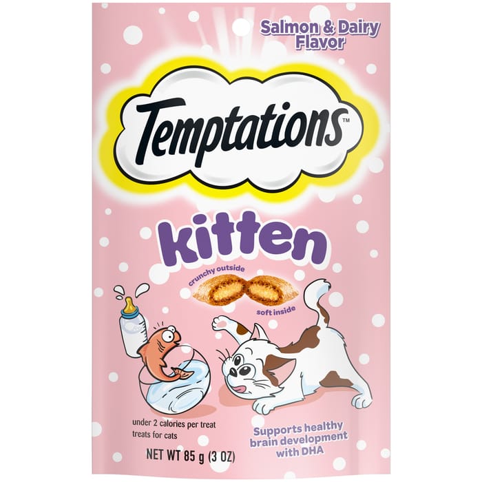 Temptations Kitten, Salmon & Dairy Flavor Crunchy & Soft Treats - 3 oz product detail number 1.0