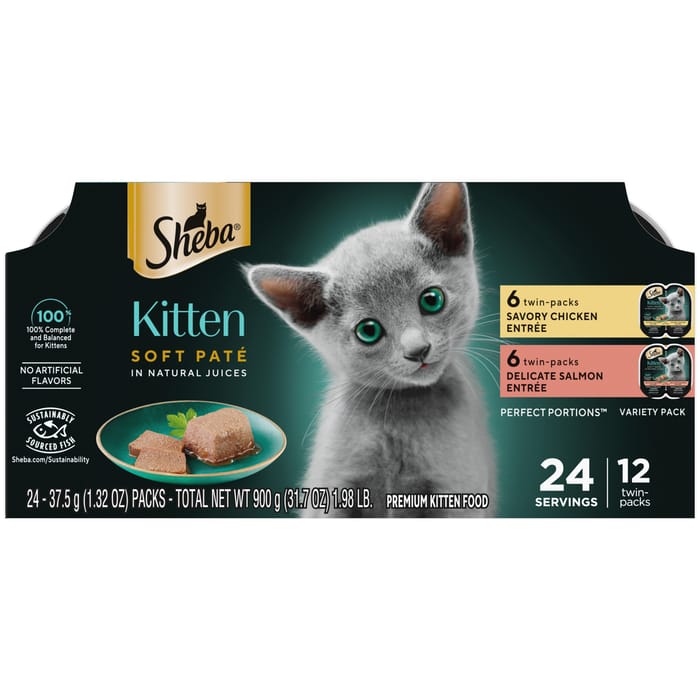 Sheba Perfect Portions Chicken & Salmon Pate Variety Pack Kitten Wet Cat Food - 2.6 oz - Case of 12  product detail number 1.0