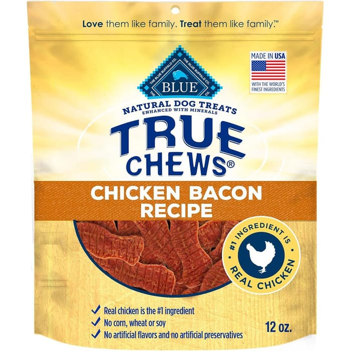 Blue Buffalo True Chews Dog Treats - Made in the USA with Natural Ingredients - Chicken Bacon Recipe - 12oz Bag product detail number 1.0