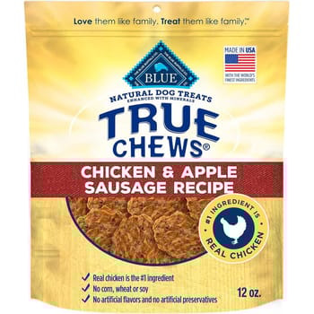 Blue Buffalo True Chews Dog Treats - Made in the USA with Natural Ingredients - Chicken and Apple Sausage Recipe - 12oz Bag-product-tile