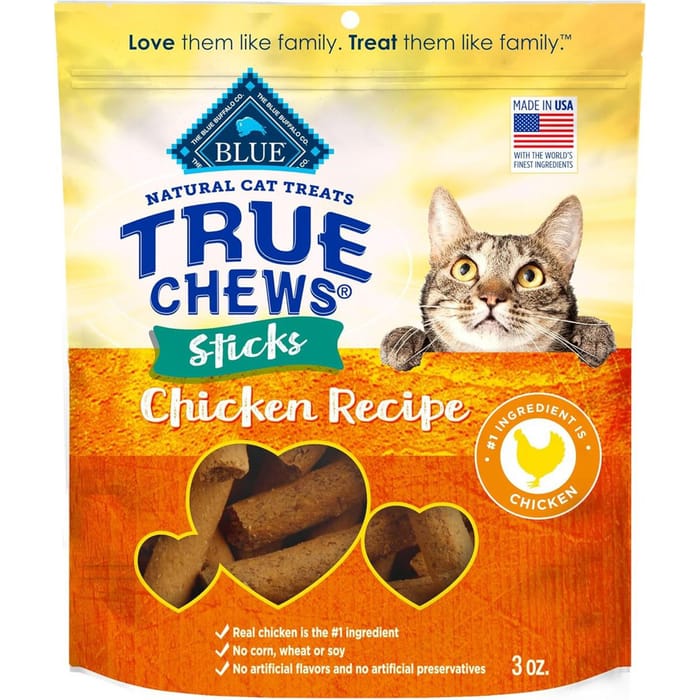 Blue Buffalo True Chews Sticks Natural Cat Treats - Chicken Recipe - Meaty & Savory Treats Made in The USA - 3oz. Bag product detail number 1.0