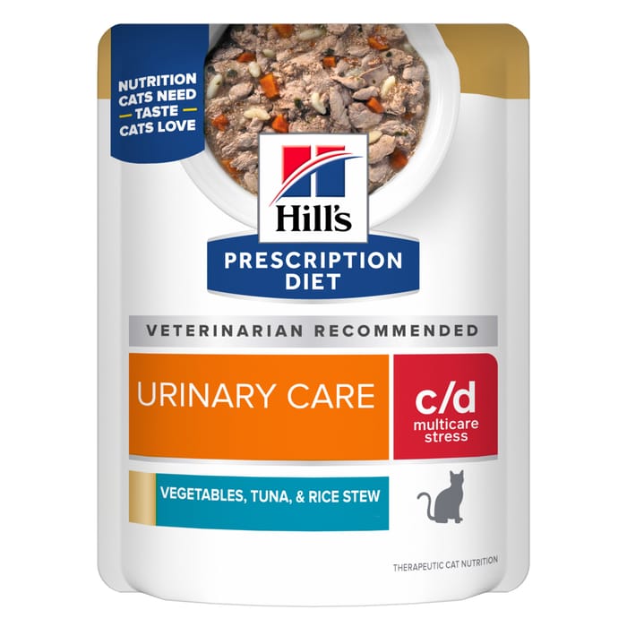 Hill's Prescription Diet c/d Multicare Stress Urinary Care Vegetables, Tuna, & Rice Stew Recipe Wet Cat Food - 2.8 oz Pouches - Case of 24 product detail number 1.0